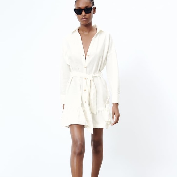 Zara LINEN BLEND SHIRTDRESS - Picture 5 of 12